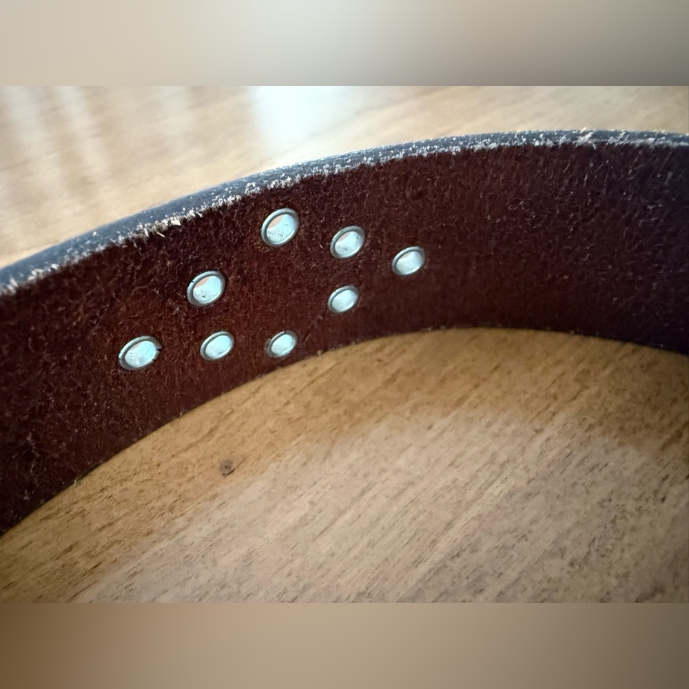 VTG Abercrombie & Fitch BROWN GENUINE LEATHER 1 3/8" Wd EYELET CASUAL BELT S - Picture 13 of 16
